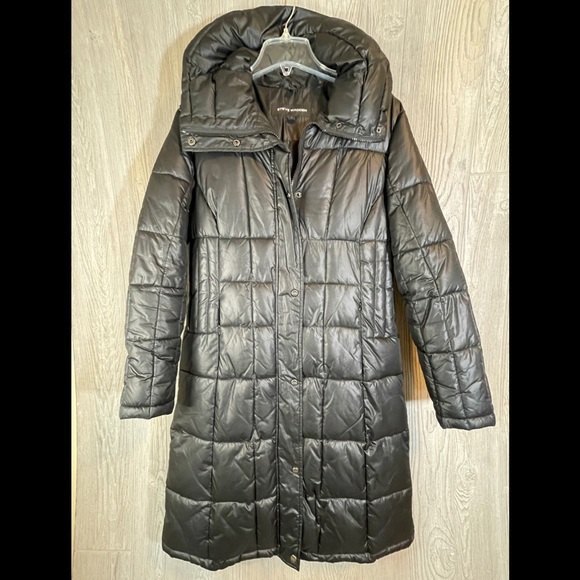 Steve Madden Black Puffer long Coat Size Large